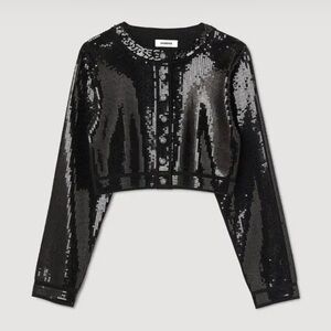 NWT sandro cropped sequin cardigan black size 2/FR 38